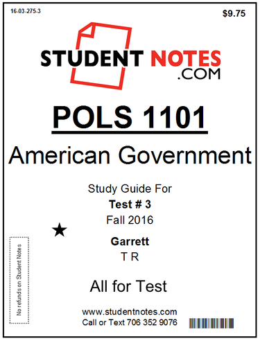Cover image for POLS 1101 Garrett Test 3